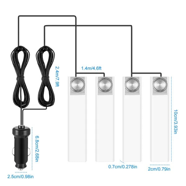 4Pcs Car Interior LED Atmosphere Light Set – Blue Ambient Glow — Prime Trend Market