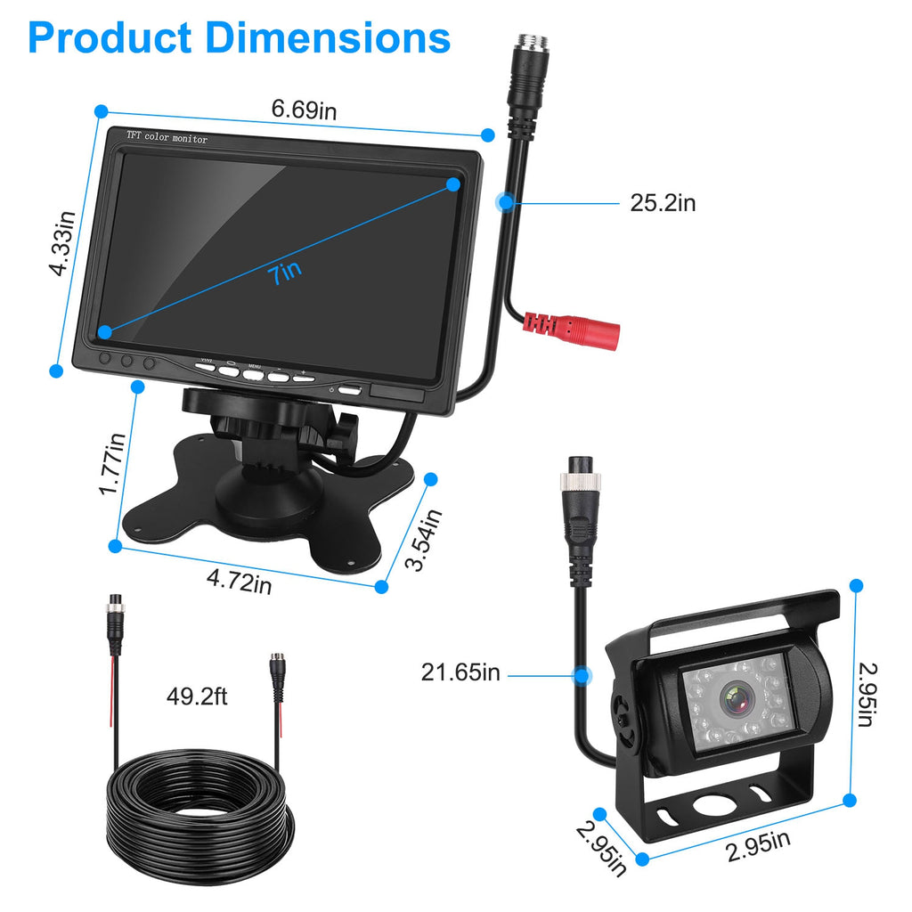 7" Backup Camera System | IP67 Waterproof | Night Vision | 110° Wide Angle | Trucks Vans SUVs — Prime Trend Market