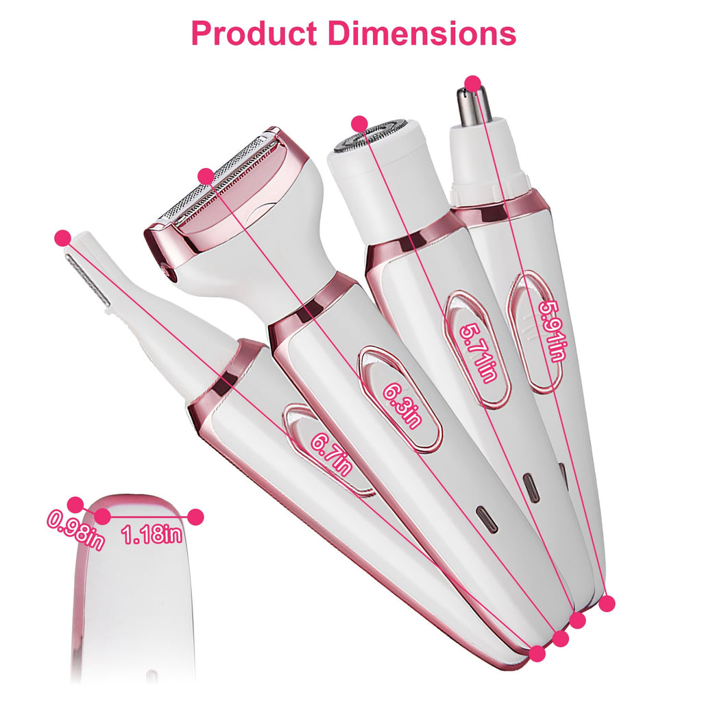 4-in-1 Women's Electric Shaver — Eyebrow, Nose, Face & Bikini Trimmer | Rechargeable — Prime Trend Market
