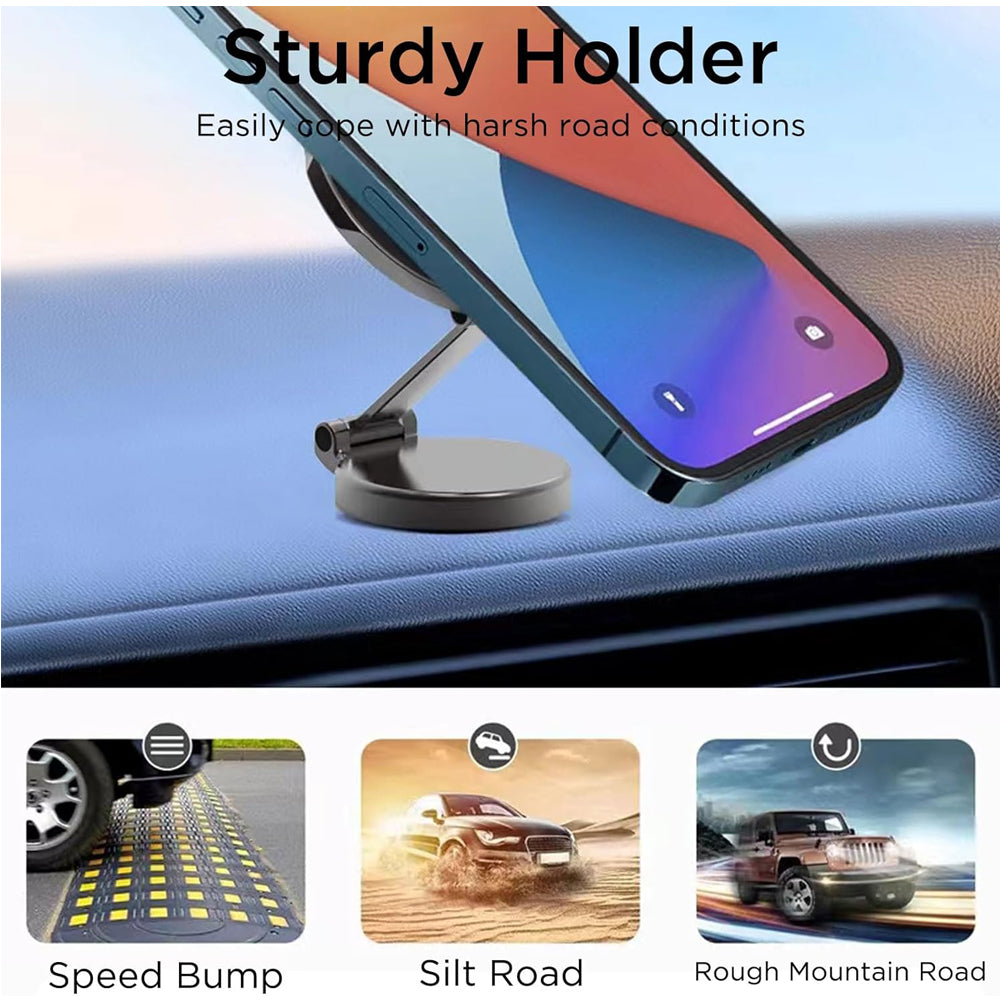 Adjustable Magnetic Car Phone Holder — 360° Rotation, 51 Magnets, Zinc Alloy — Eliza & Tuan