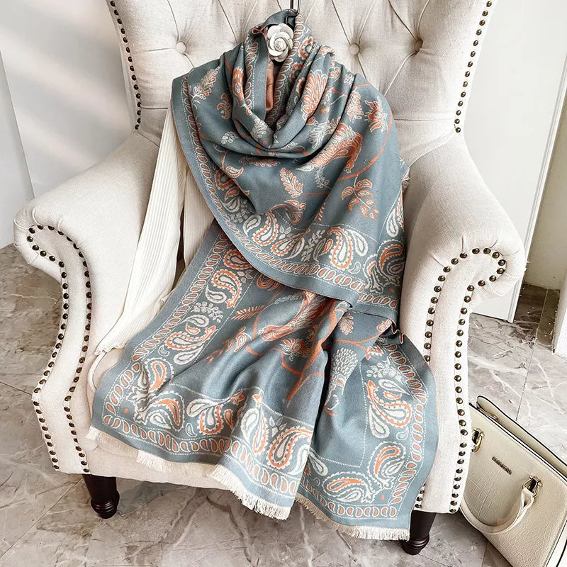 Printed Raw-Hem Polyester Scarf