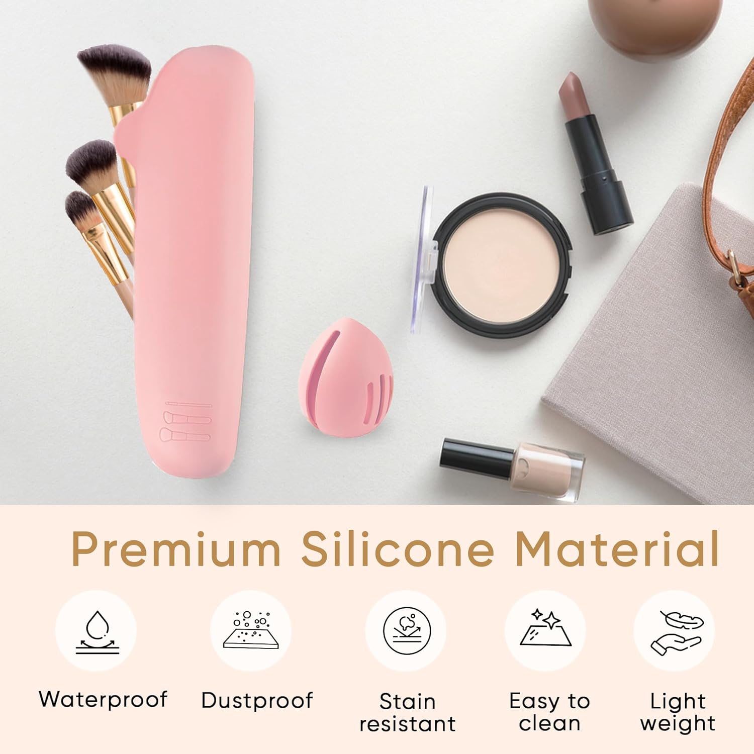 Silicone Travel Makeup Brush Holder & Beauty Blender Organizer Case — Prime Trend Market