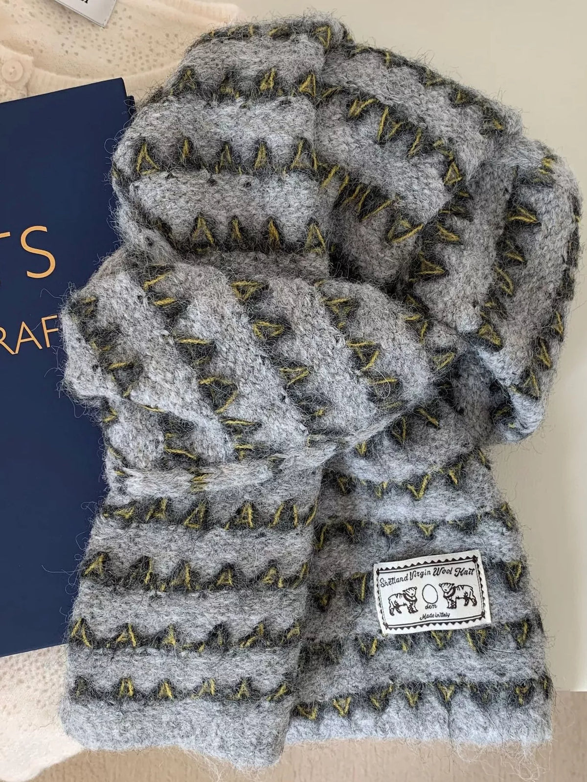 Vintage Zigzag Knit Scarf
