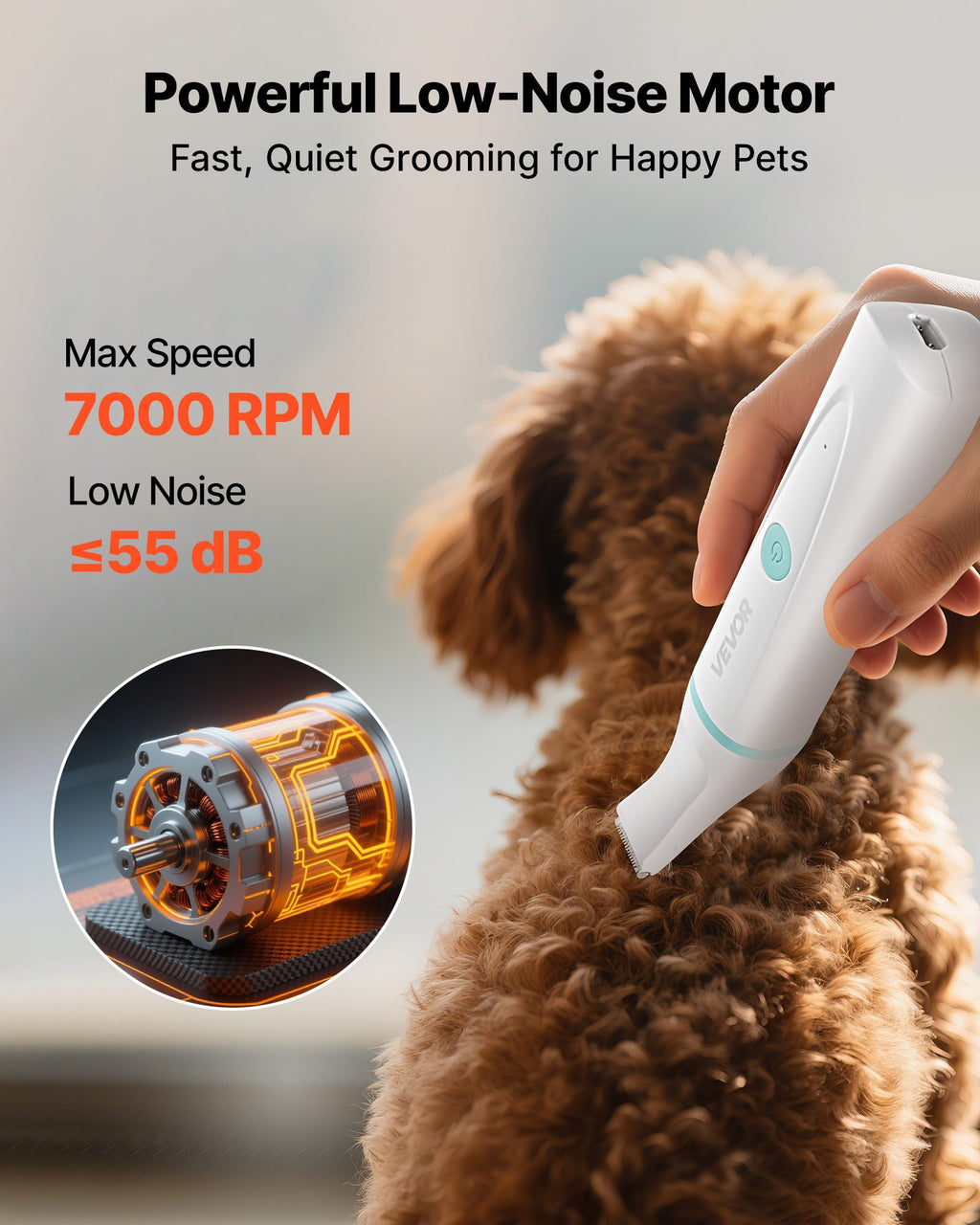 4-in-1 Dog Grooming Kit | Low Noise 7000 RPM Pet Clipper | 6 Combs, 4 Blades & Nail Grinder | IPX7 Waterproof | Dogs & Cats — Prime Trend Market