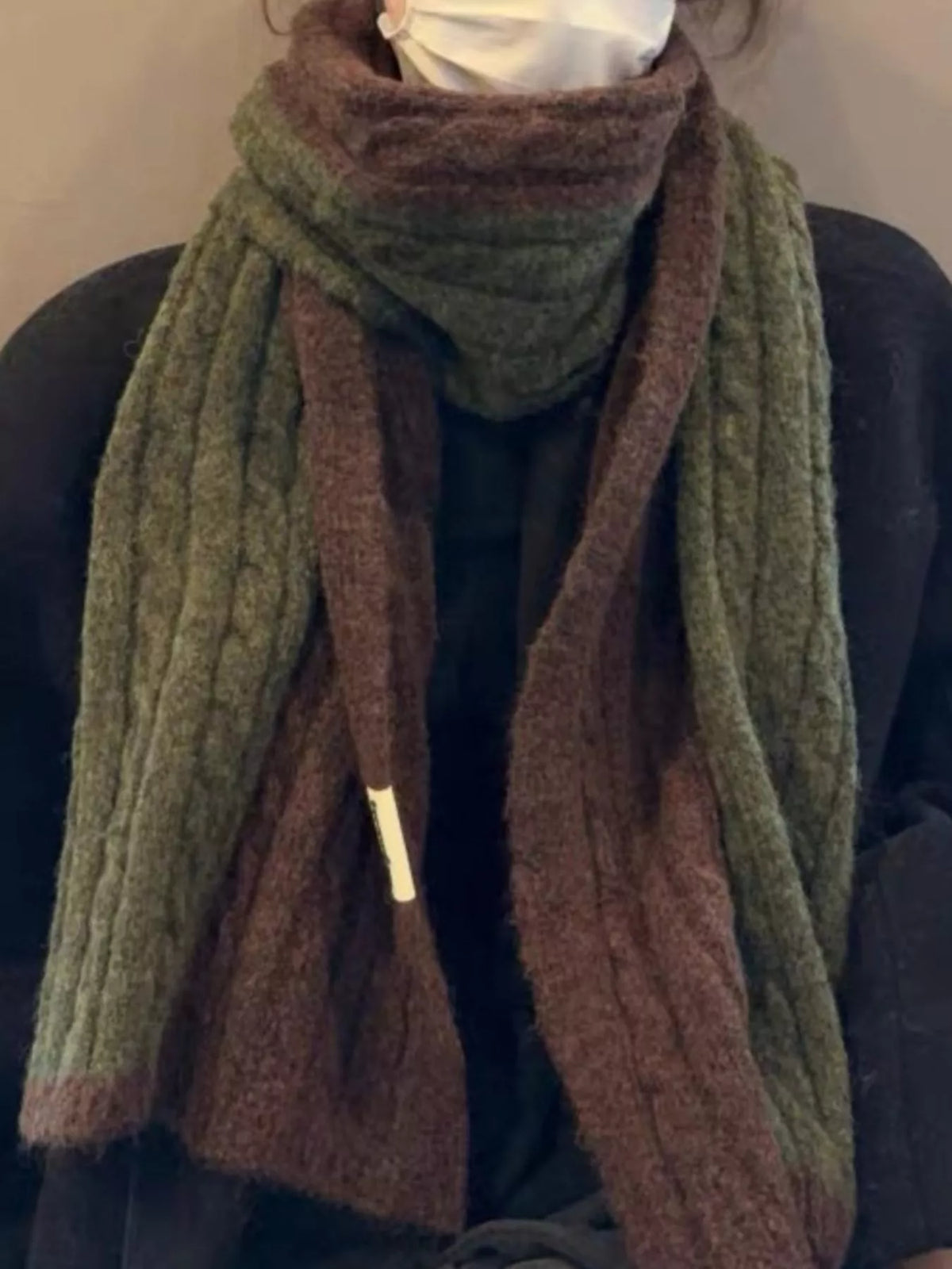 Two-Tone Cable-Knit Scarf