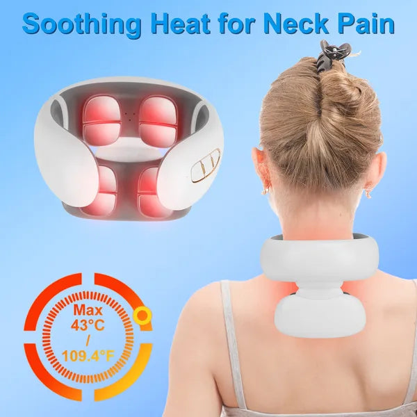 Luxury EMS Cervical Neck Massager with Heat — 8 Heads, 6 Modes, Remote Control & Voice Prompt — Prime Trend Market
