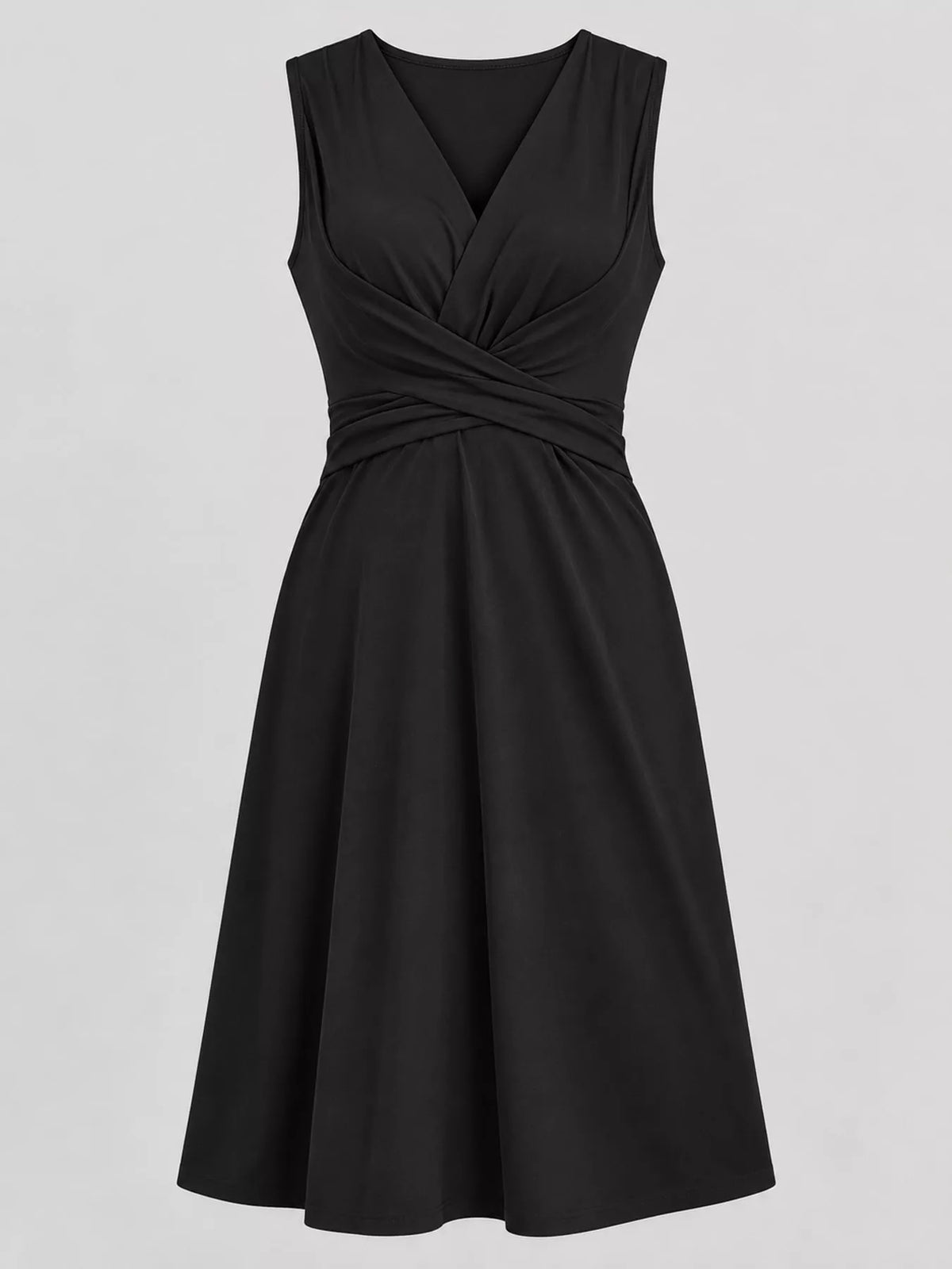V-Neck Crisscross Ruched Dress, Long-Sleeve & Sleeveless, S–3XL