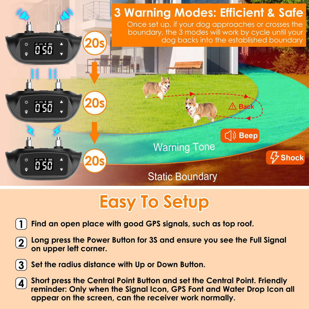 2-in-1 Dog GPS Fence Tracker & Wireless Collar — IPX6 Waterproof, 760 Acres, iOS Compatible — Prime Trend Market