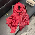 Long Patterned Raw-Hem Scarf
