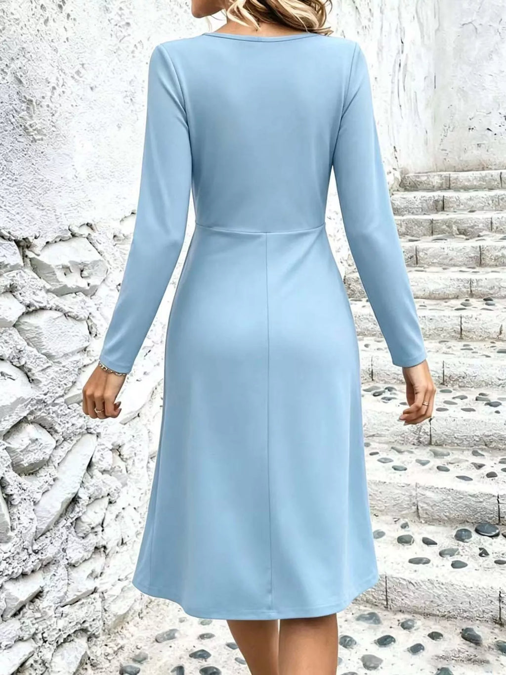 V-Neck Crisscross Ruched Dress, Long-Sleeve & Sleeveless, S–3XL