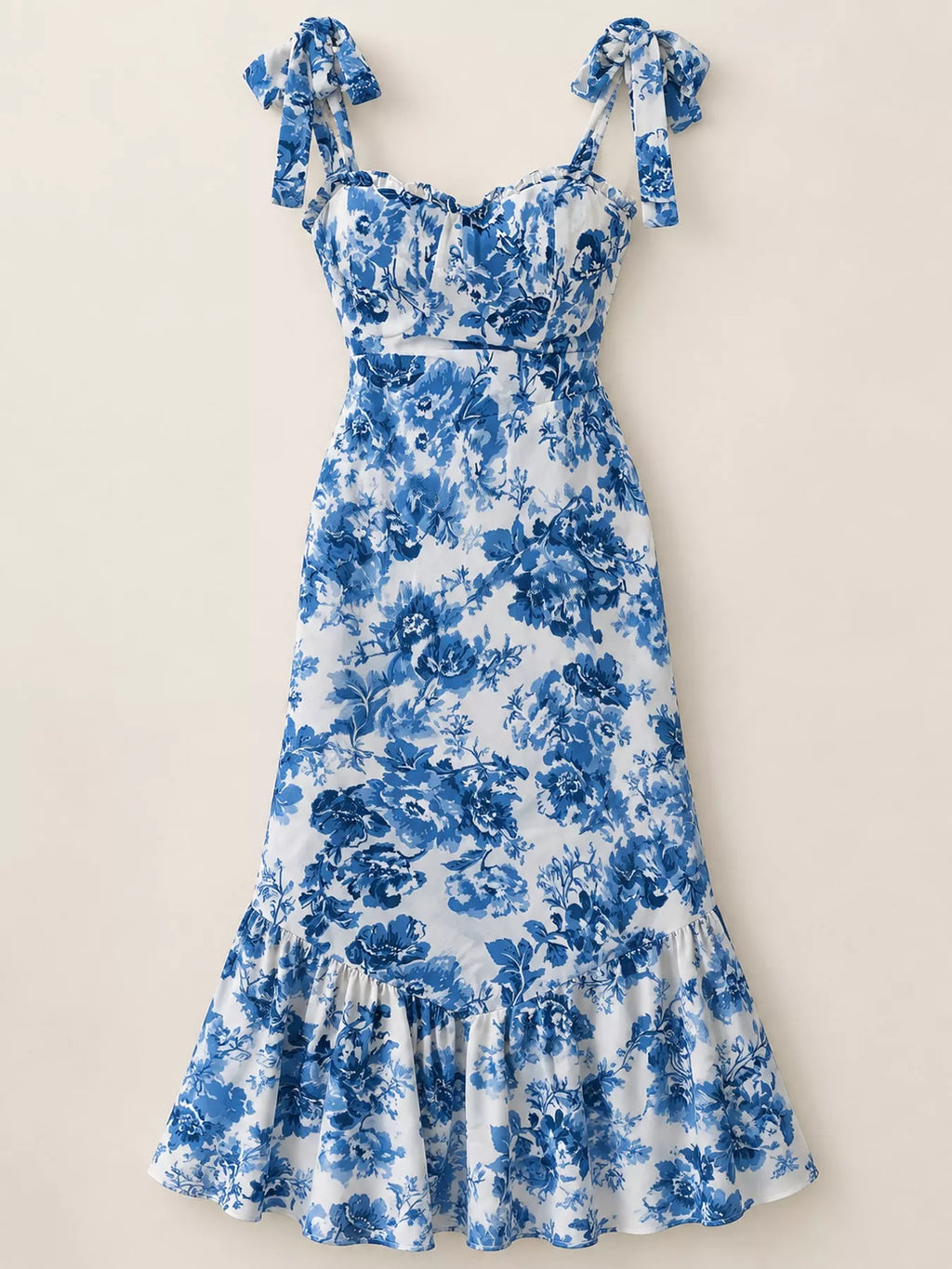 Floral Print Tie-Strap Midi Dress