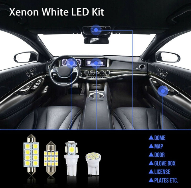 14Pcs T10 LED Interior Car Lighting Kit — Map, Dome, License Plate & Festoon Bulbs — Prime Trend Market