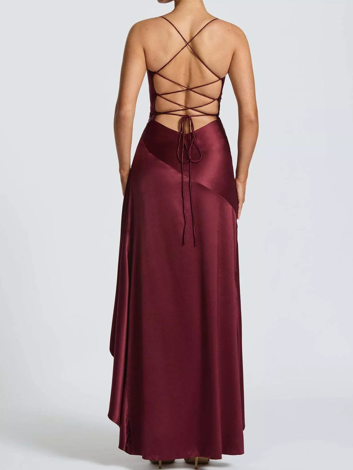 High-Low Ruffle-Hem Evening Dress