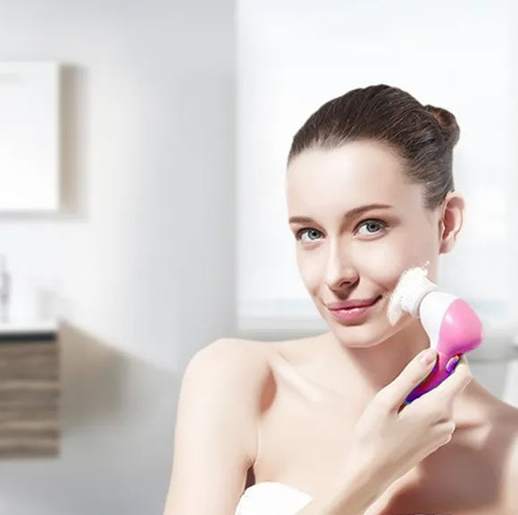 Facial Cleansing Brush with 5 Brush Heads — Waterproof Spin Brush for Deep Pore Cleansing — Prime Trend Market