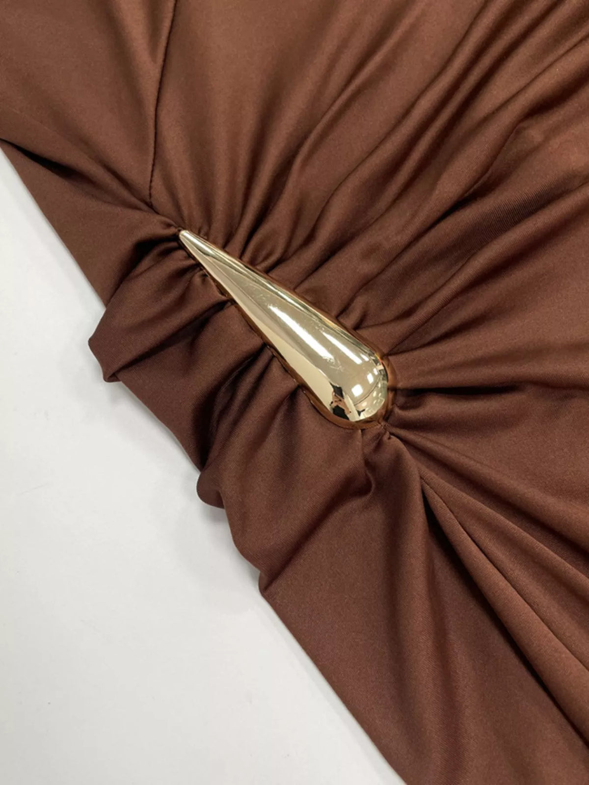 Draped Sleeveless Maxi Dress with Gold-Tone Accents