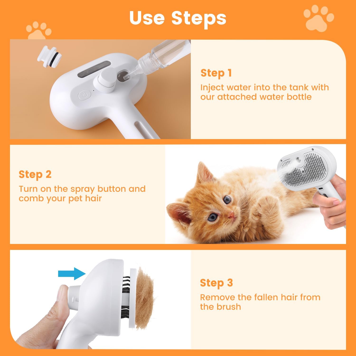 3-in-1 Pet Steam Grooming Brush — Cats & Dogs — Prime Trend Market