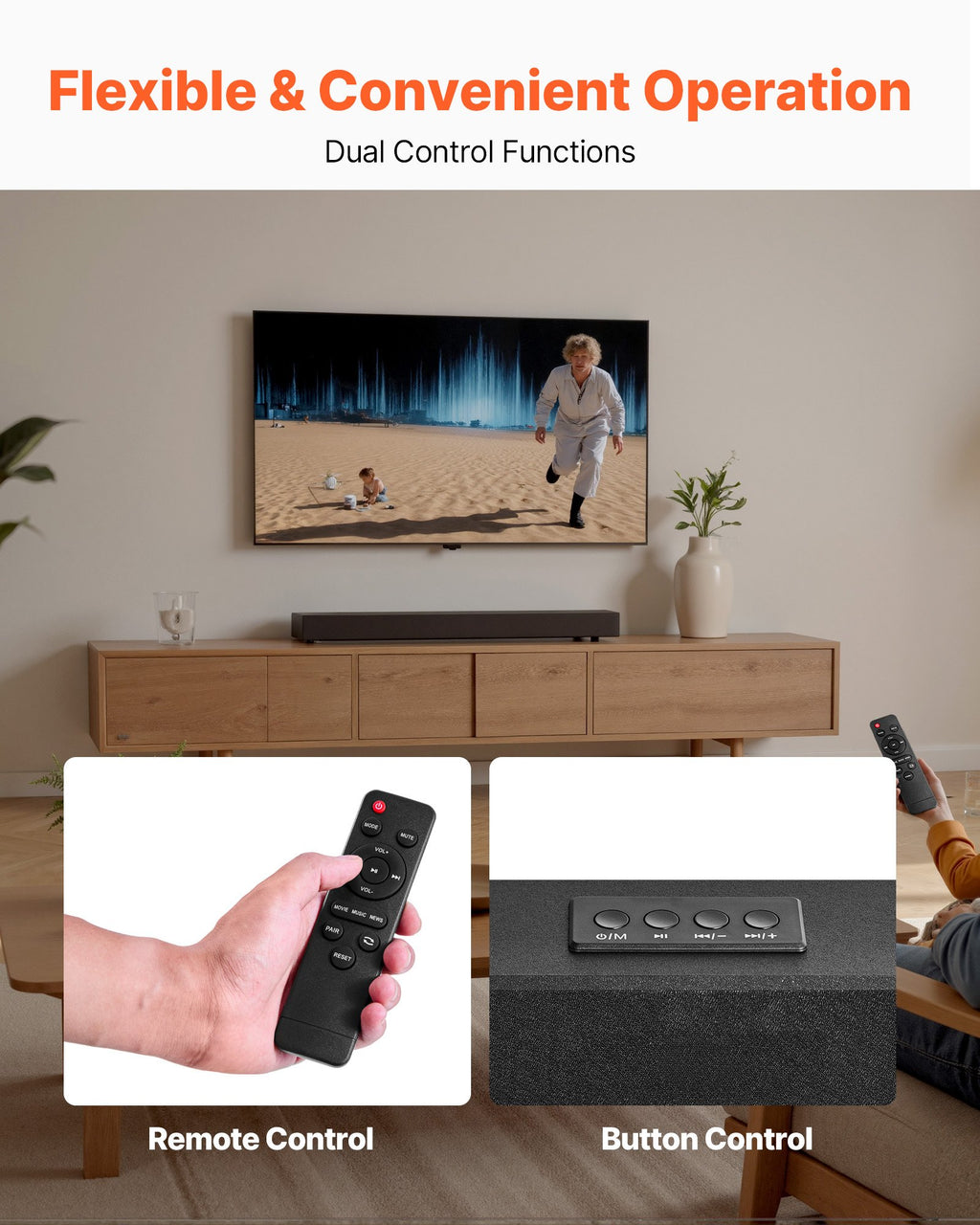 24" Compact Soundbar for TV & Projector | 80W Surround Sound | Bluetooth & AUX | Remote Control — Eliza & Tuan