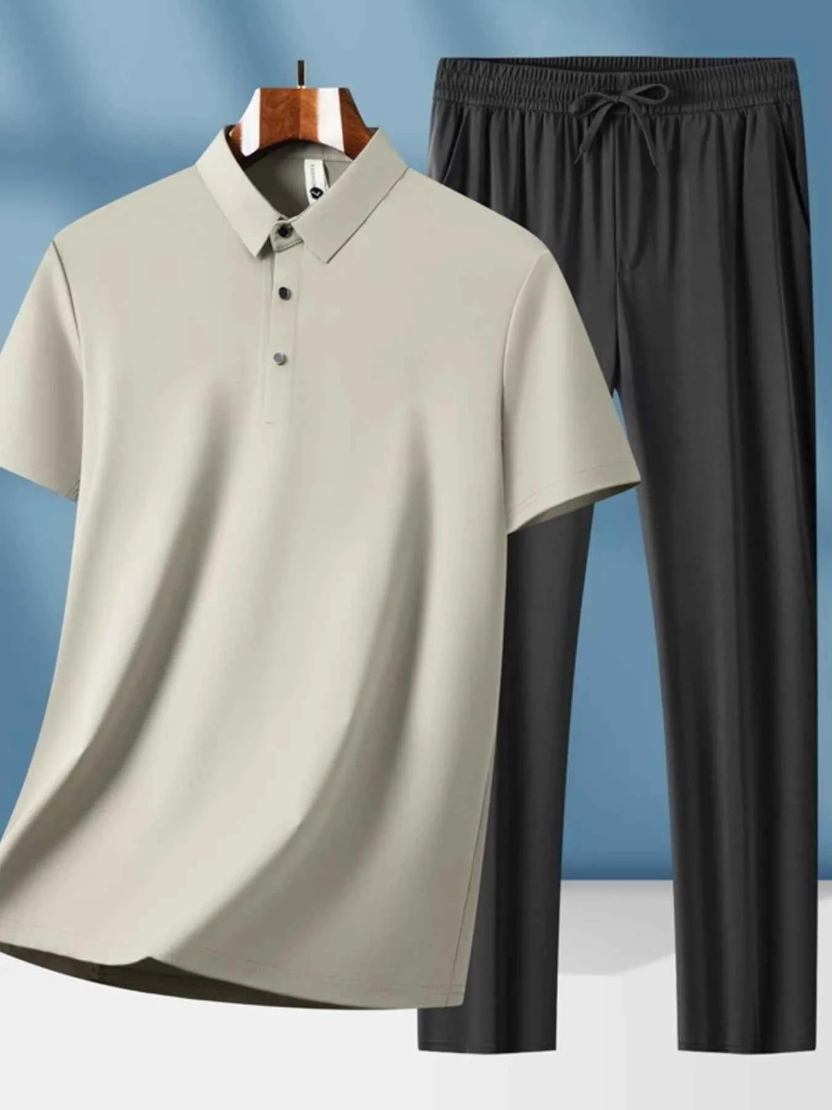 Men’s Button-Detail Top & Drawstring Pants Set