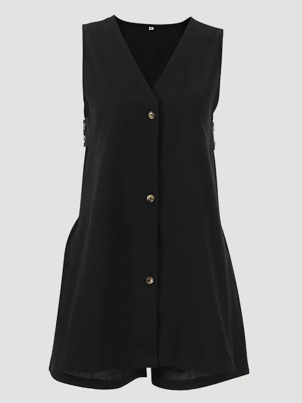 Cotton Button-Front Sleeveless Top & Shorts Set