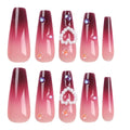 Red Heart Press On Nails — 24 PCS Long Square Romantic Fake Nails | Valentine's Day Nail Art — Prime Trend Market