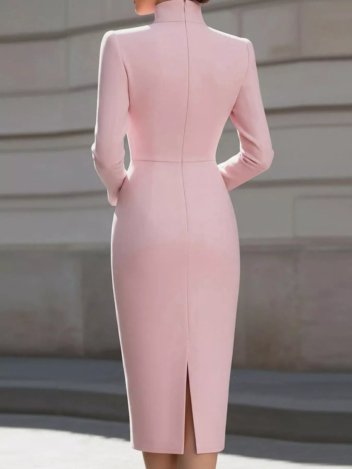 Stand-Collar Long-Sleeve Midi Dress | S–3XL