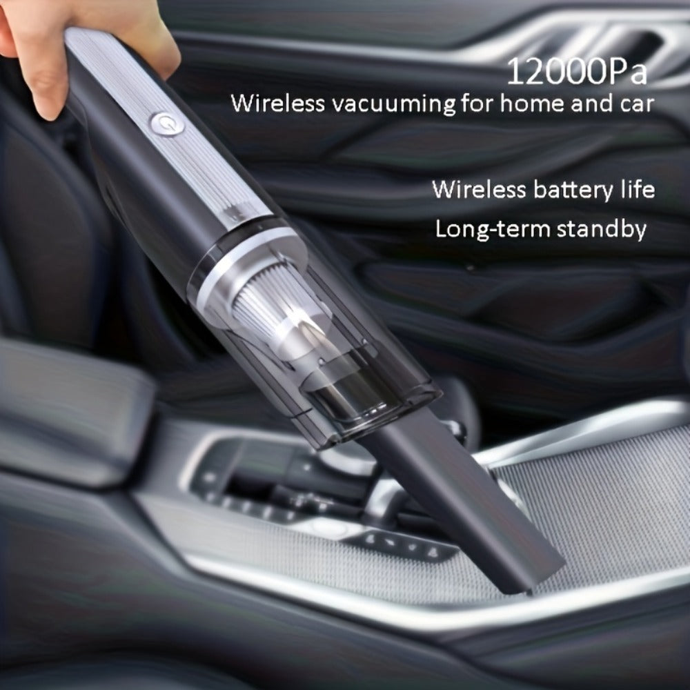 Cordless Handheld Car Vacuum Cleaner — Strong Suction, Rechargeable, Silver — Eliza & Tuan
