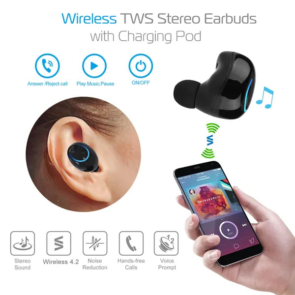 Wireless TWS Stereo Earbuds – True Wireless Bluetooth Earphones with Charging Pod — Prime Trend Market
