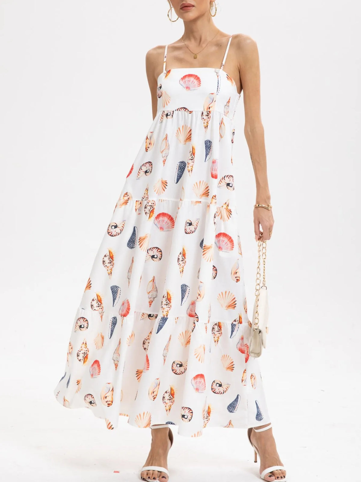 Printed Square-Neck Cami Maxi Dress