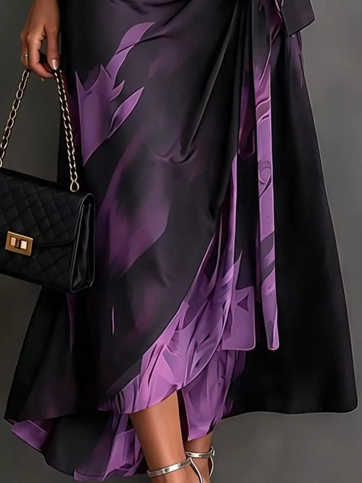 Tie-Detail Surplice Dress