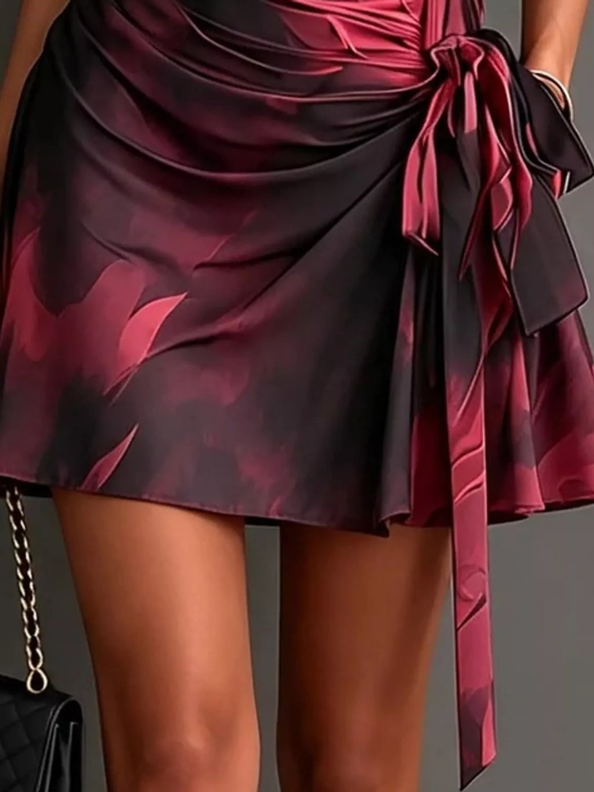Tie-Detail Surplice Dress