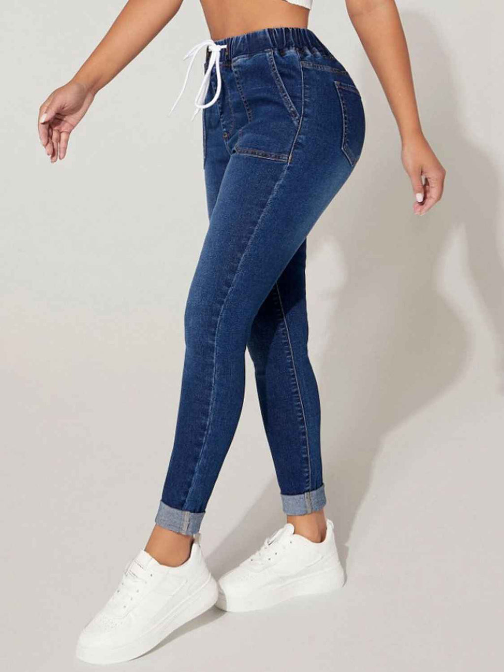 Drawstring-Waist Cropped Jeans
