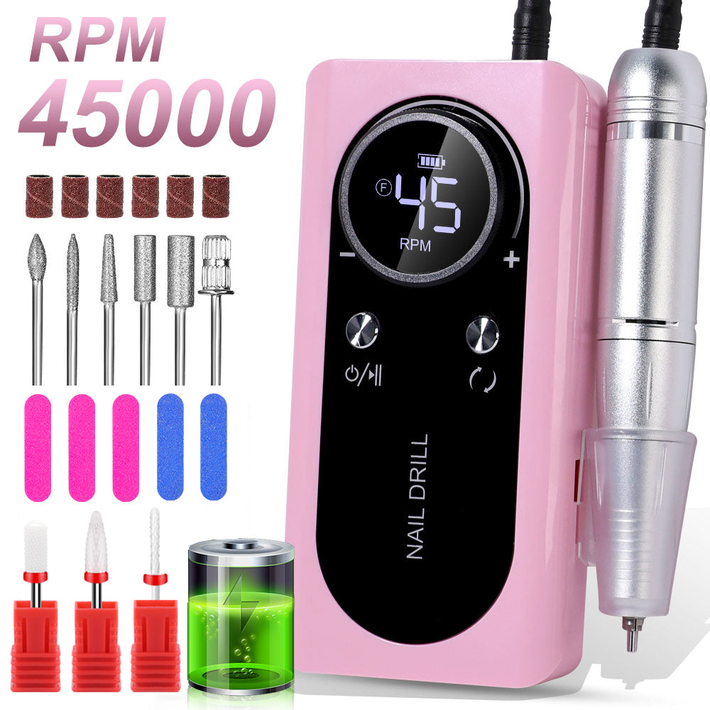 Professional Electric Nail Drill Machine | 45,000 RPM | Cordless Rechargeable | LCD Display | E-File Kit — Prime Trend Market