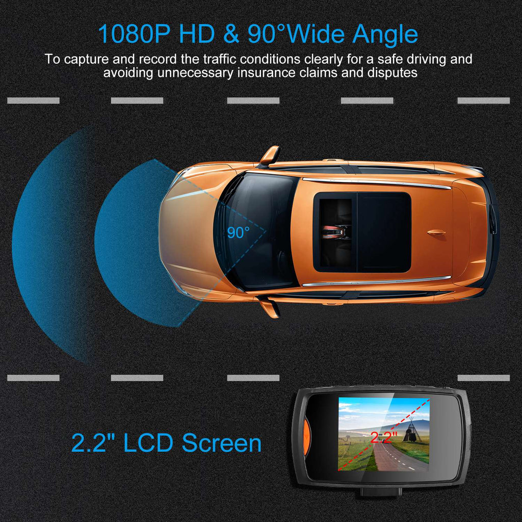 1080P Dash Cam with Night Vision, Loop Recording & 90° Wide Angle – 2.2" LCD Screen — Prime Trend Market