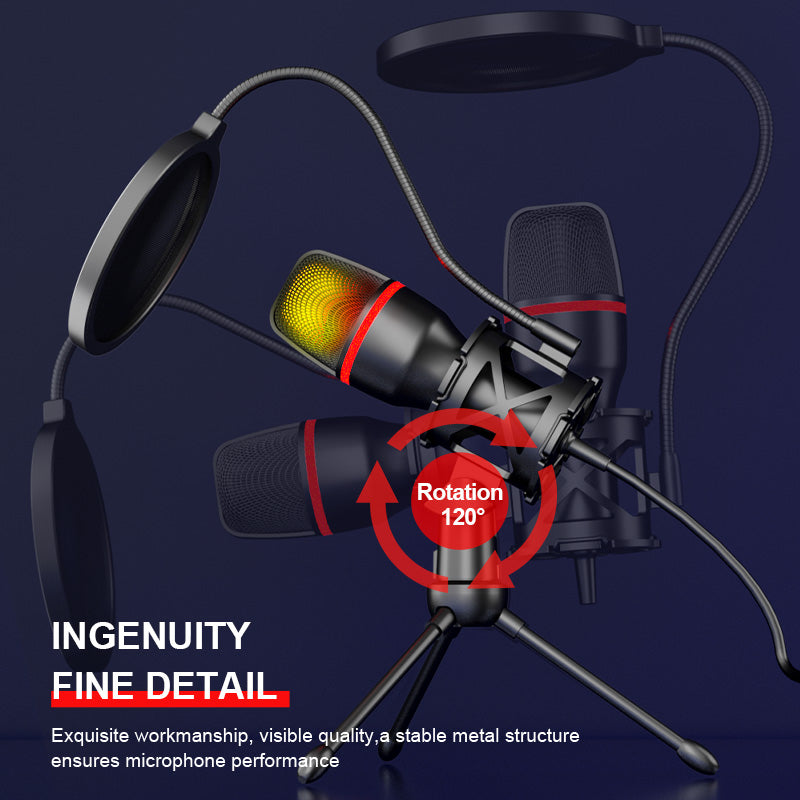 USB Microphone For Gaming & Podcast — RGB LED Desktop Mic with Stand — Prime Trend Market