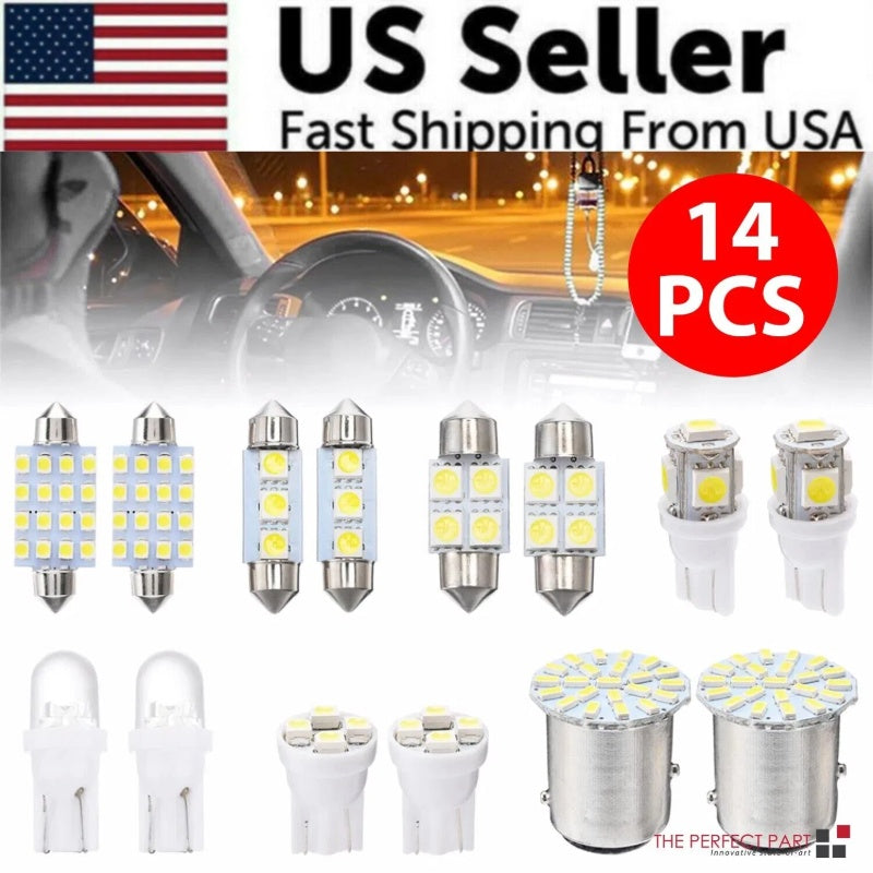 14Pcs T10 LED Interior Car Lighting Kit — Map, Dome, License Plate & Festoon Bulbs — Prime Trend Market