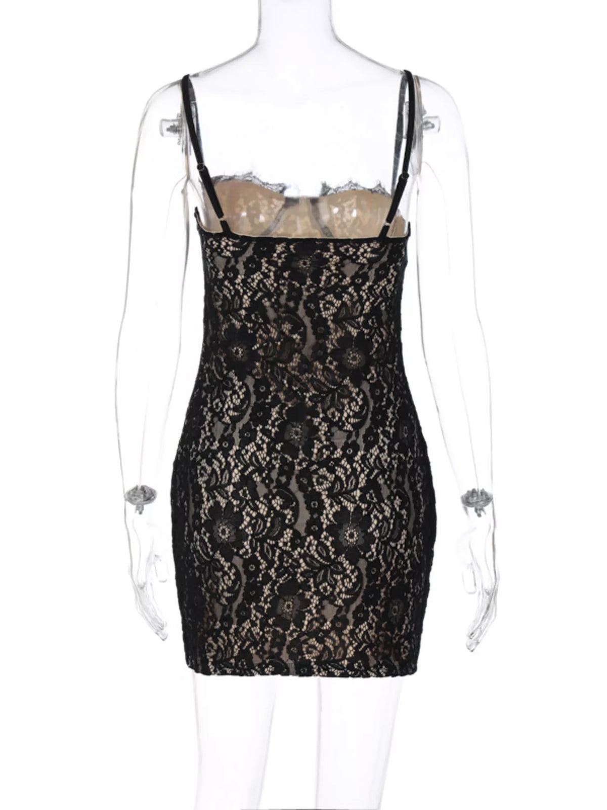 Floral Lace Spaghetti-Strap Mini Dress