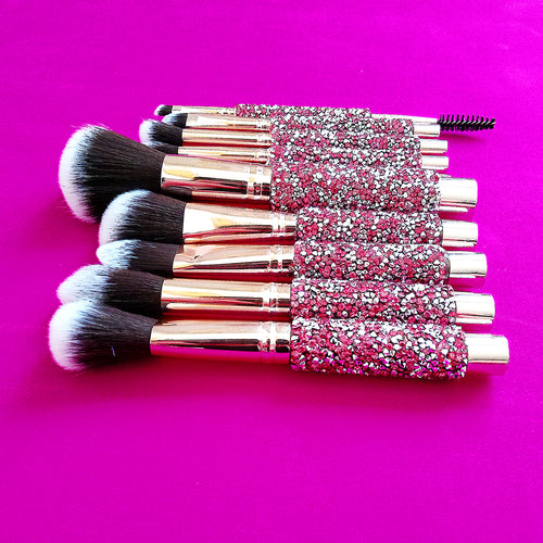 10-in-1 Diamond Inlaid Handmade Luxury Makeup Brush Set — Crystal Clear Edition — Prime Trend Market