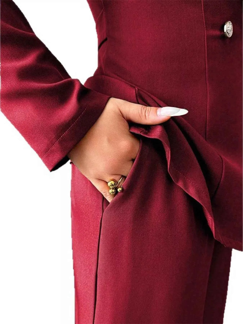 Single-Button Blazer & Wide-Leg Pants Set