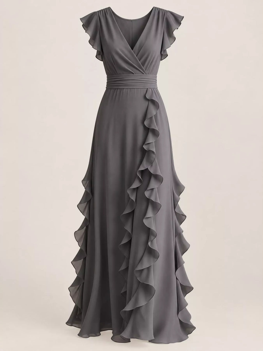Ruffled Surplice Sleeveless Maxi Dress