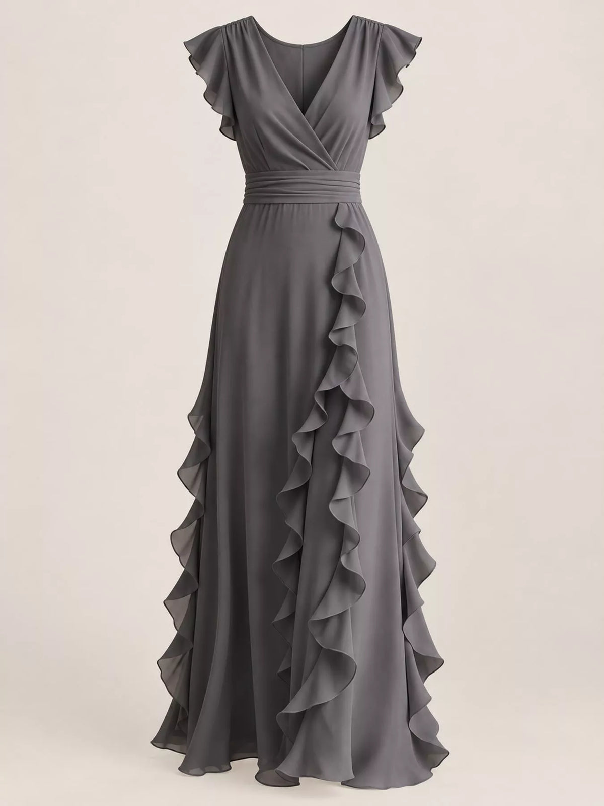 Ruffled Surplice Sleeveless Maxi Dress