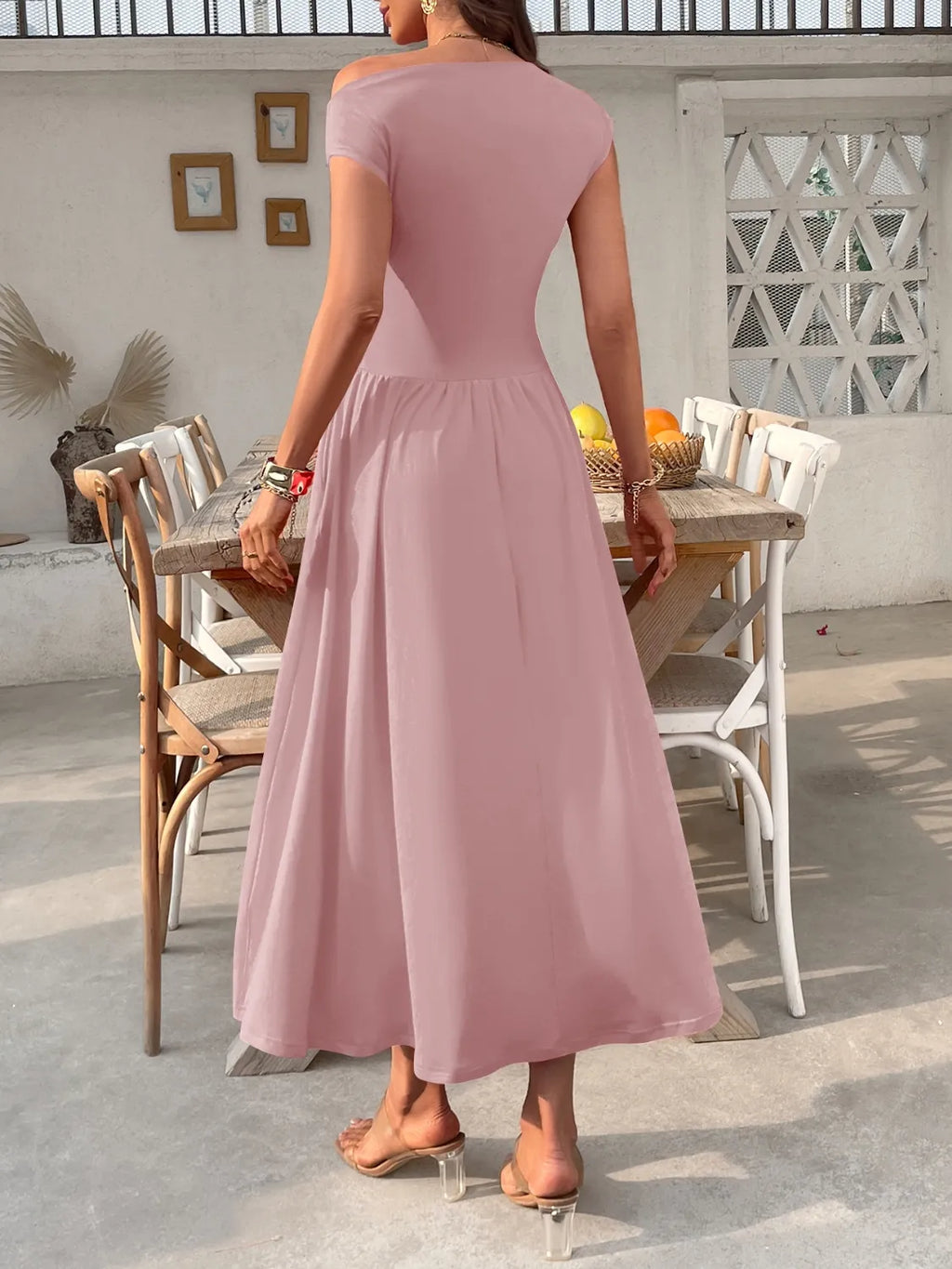 Single-Shoulder Dress with Pockets