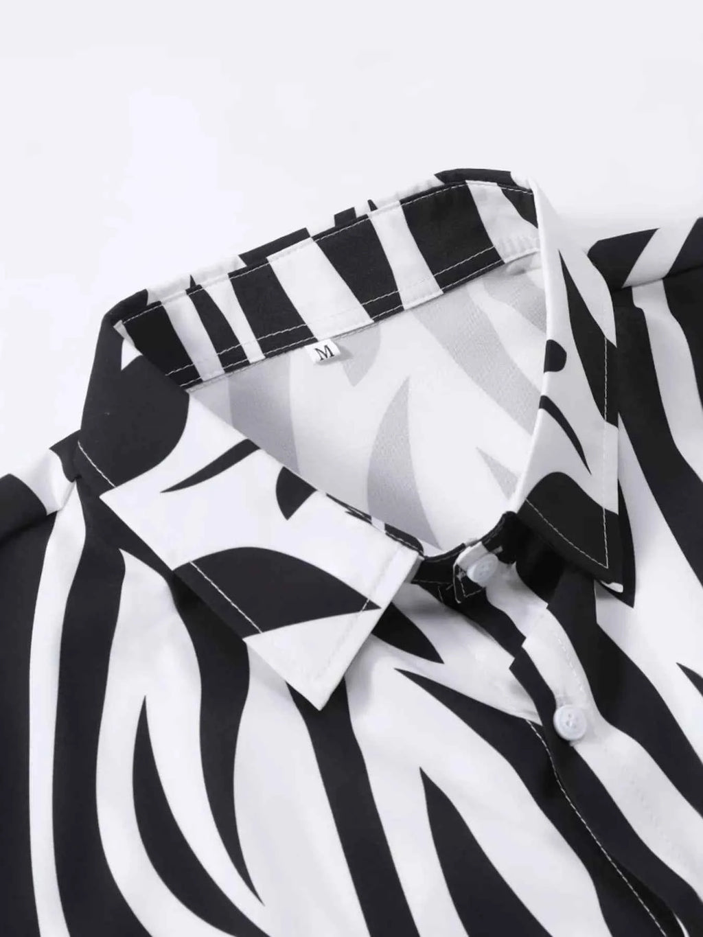 Men’s Zebra-Print Shirt & Black Shorts Set