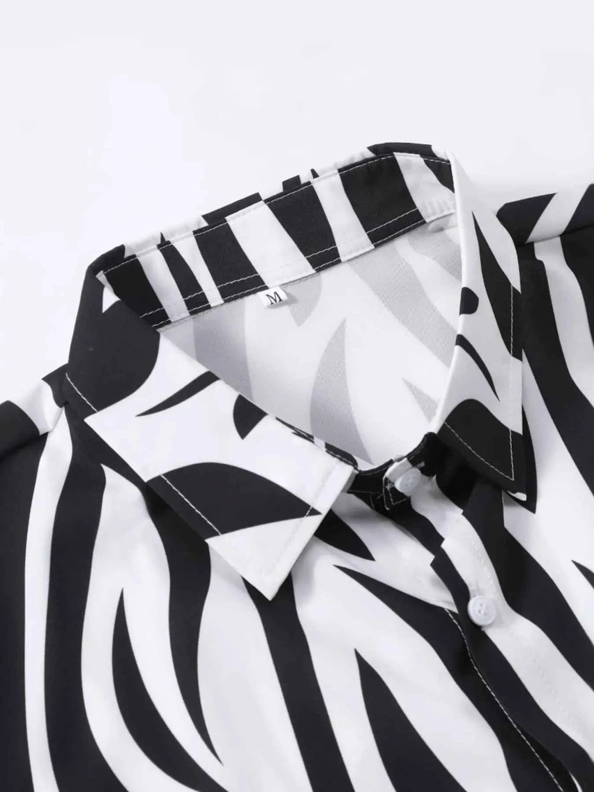 Men’s Zebra-Print Shirt & Black Shorts Set