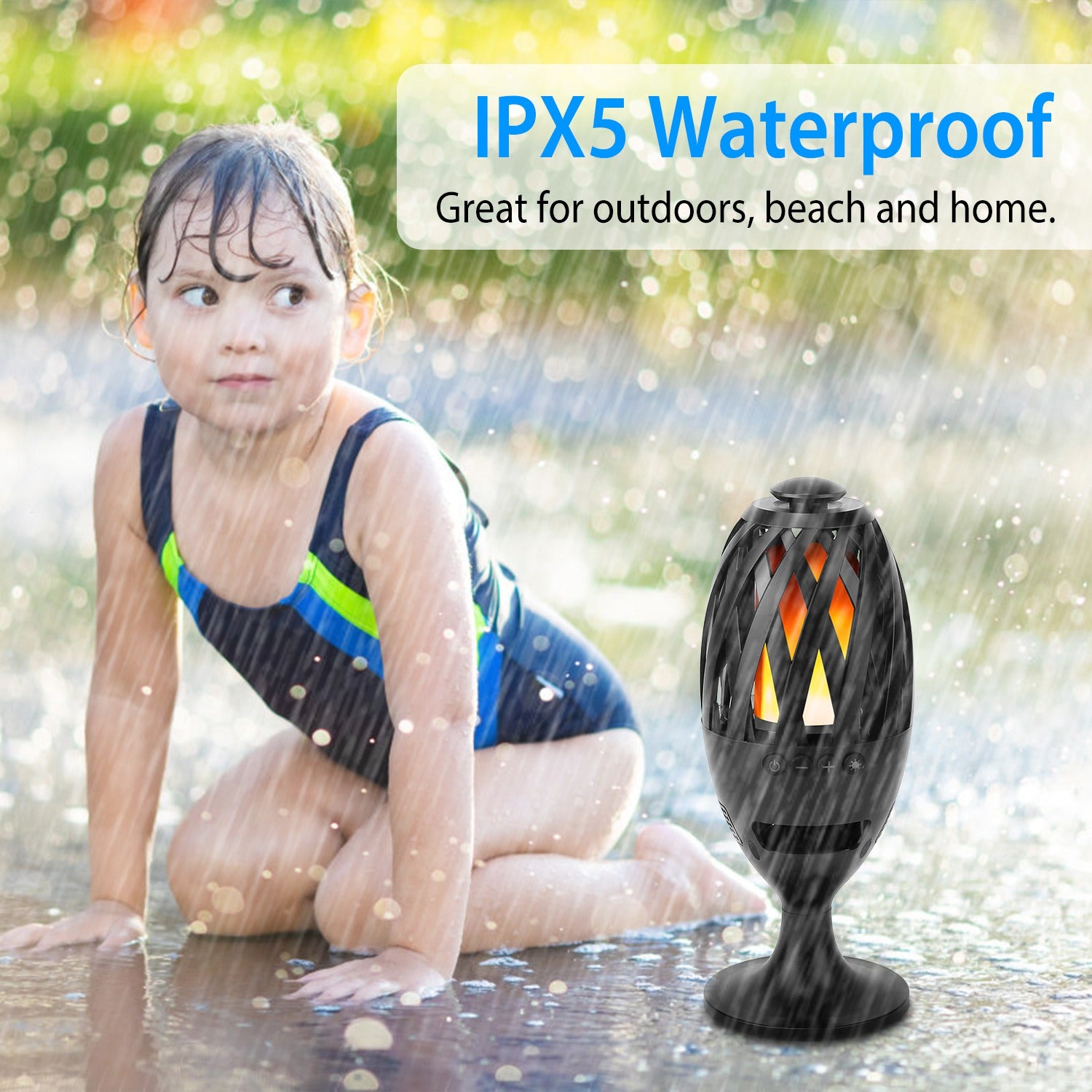 LED Flame Torch Bluetooth Speaker — Outdoor Waterproof Stereo Bass for Party & Camping — Eliza & Tuan