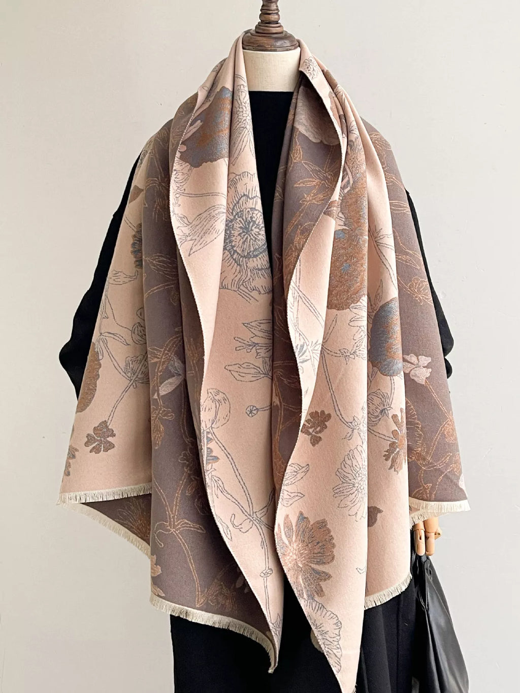Floral-Print Reversible Polyester Scarf