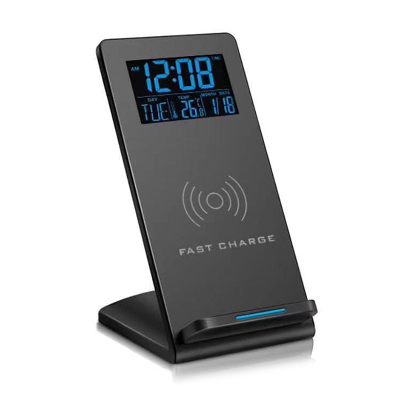 5-in-1 Bedside Alarm Clock — Wireless Charger, Phone Holder, Temp & Calendar — Prime Trend Market