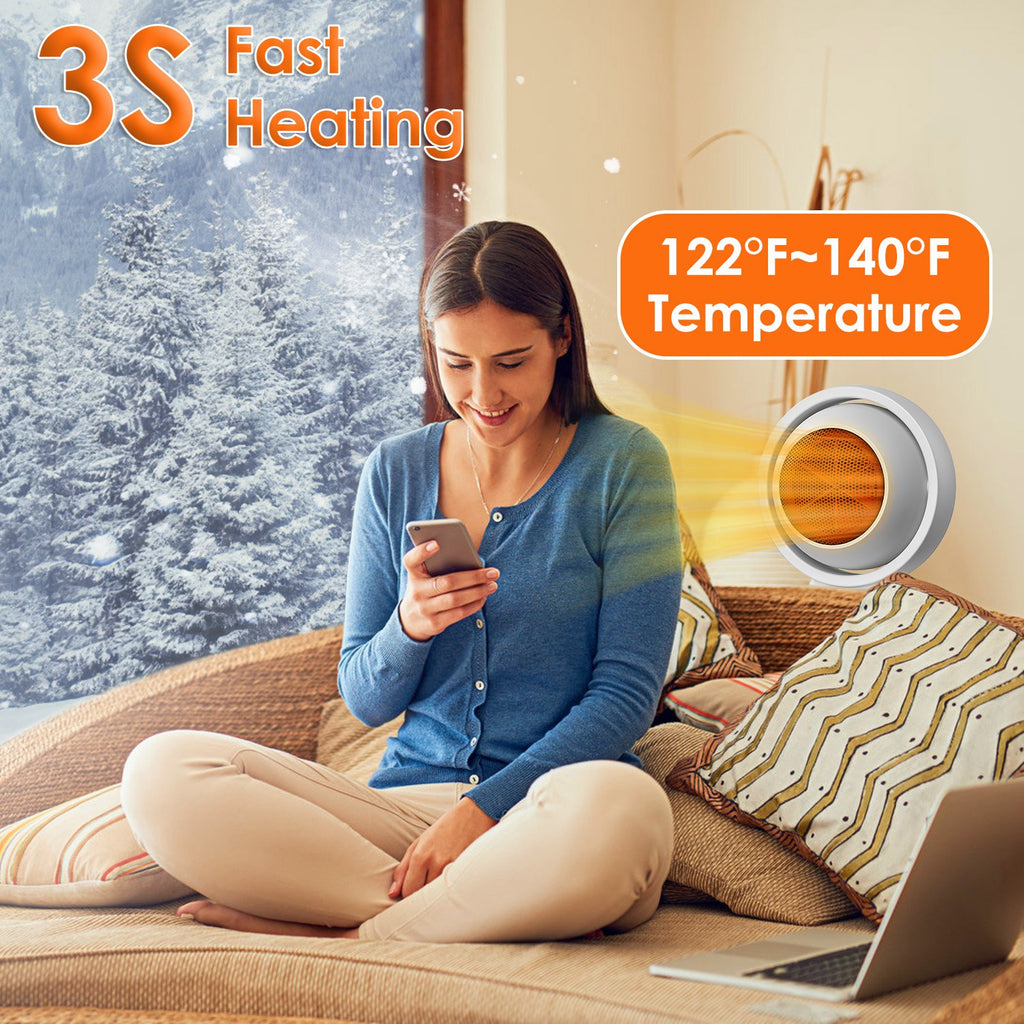 380W Portable Desktop Space Heater — 3S Fast Heat, 30° Tilt, Quiet & Safety Protection — Prime Trend Market