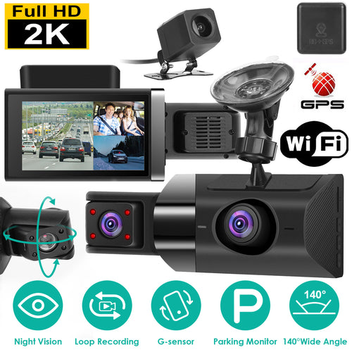 2K 3-Channel Dash Cam | GPS + WiFi | G-Sensor | Parking Monitor | Night Vision | App Control — Prime Trend Market