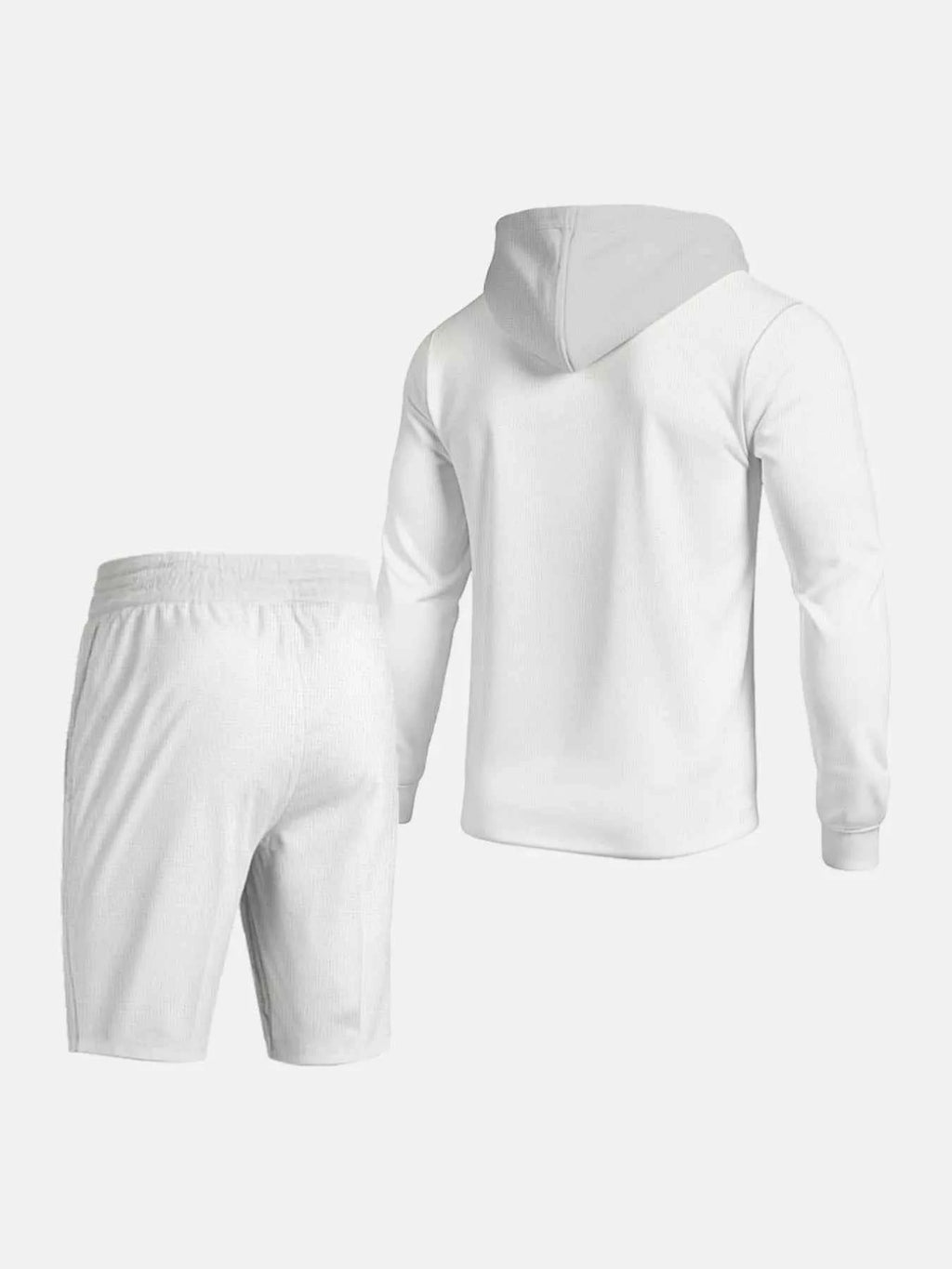 Men's Full Size Casual Hooded Button-Up Top and Shorts Set Plus Size