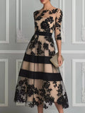 Floral Tulle A-Line Midi Dress